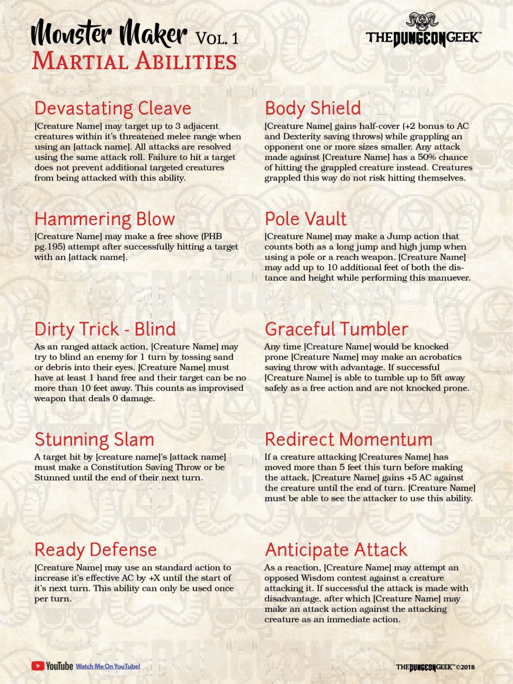 Customize Your D&D Monsters – 10 New Abilities For Your 5e game. Volume 01.