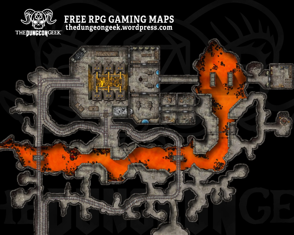 FREE RPG Battle Map – Dwarven Smelter Mines And Forge!