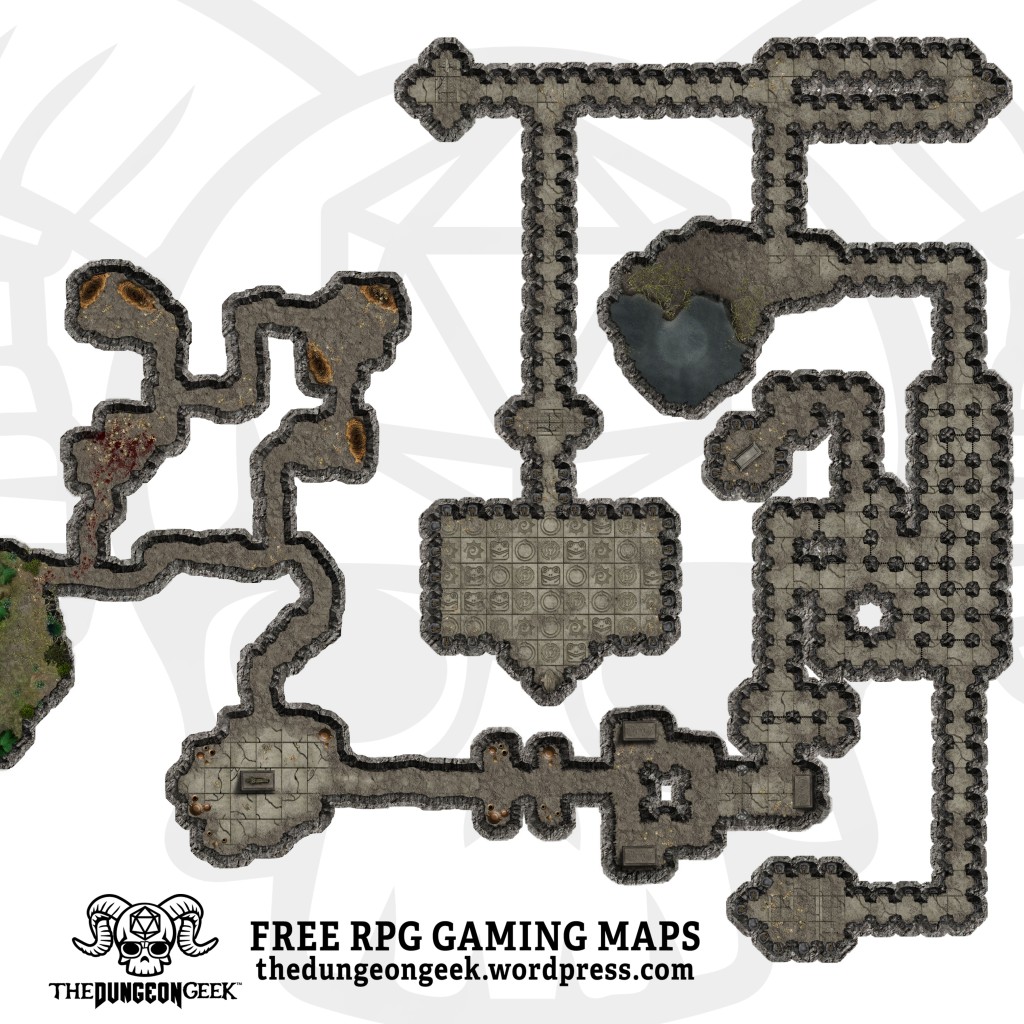 FREE D&D Battle Map – Jungle Crypt & Cavern