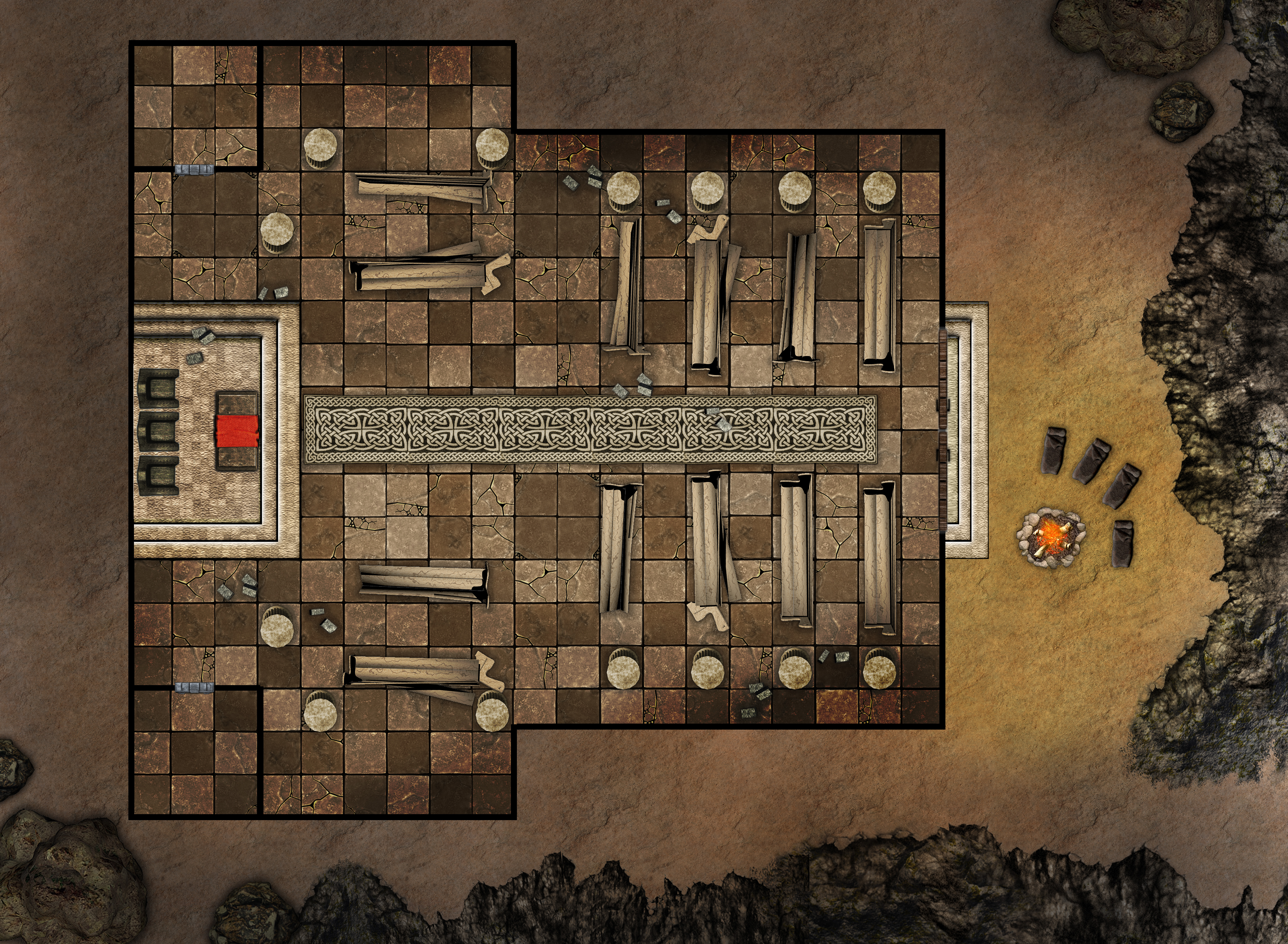 Free D&D Battle Map - Cavern Temple.
