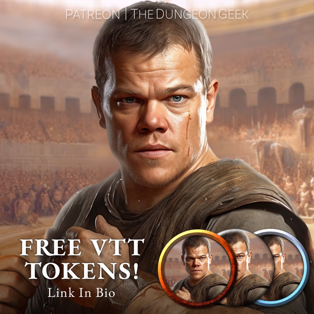 Free VTT Character Tokens – Pugilist Matt Damon – POP:DND