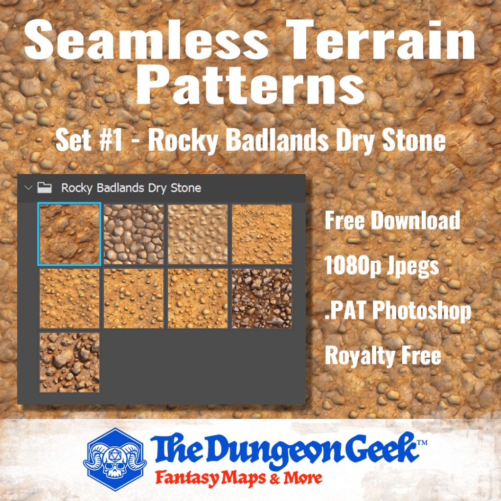 Free RPG Map Assets – Seamless Cartography Textures – Rocky Badlands