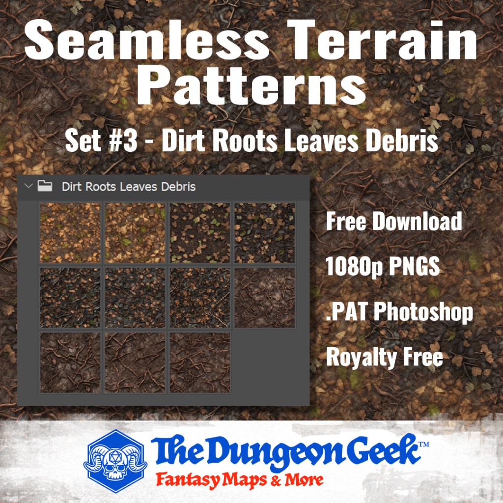 Free RPG Map Assets – Seamless Cartography Textures – Soil Roots & Leaves