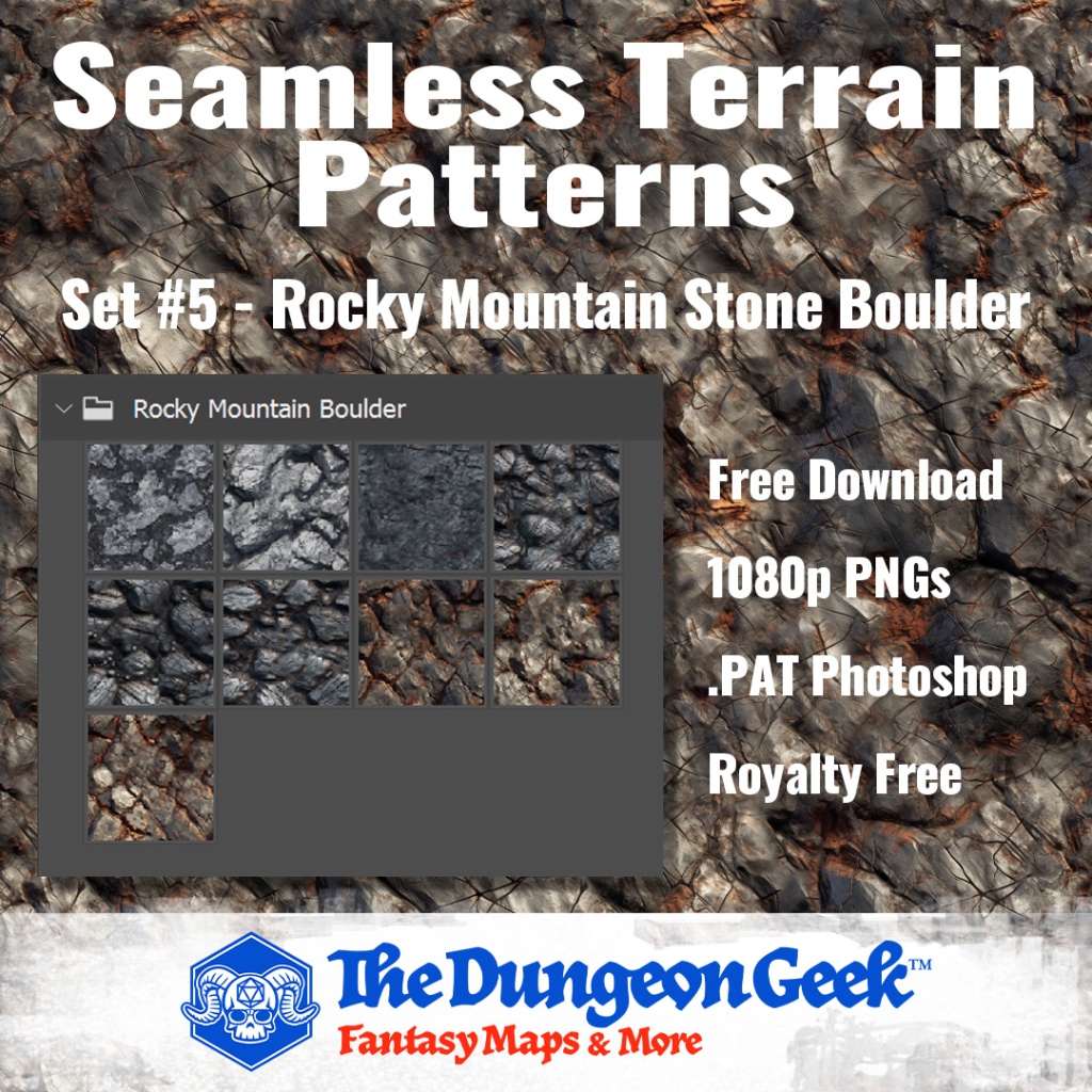 Free RPG Map Assets – Seamless Cartography Textures – Rocky Mountain Boulder