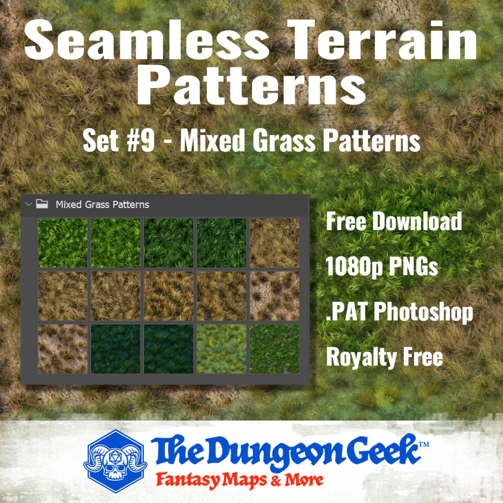 Free RPG Map Assets – Seamless Cartography Textures – Grass, Clover & Flowers