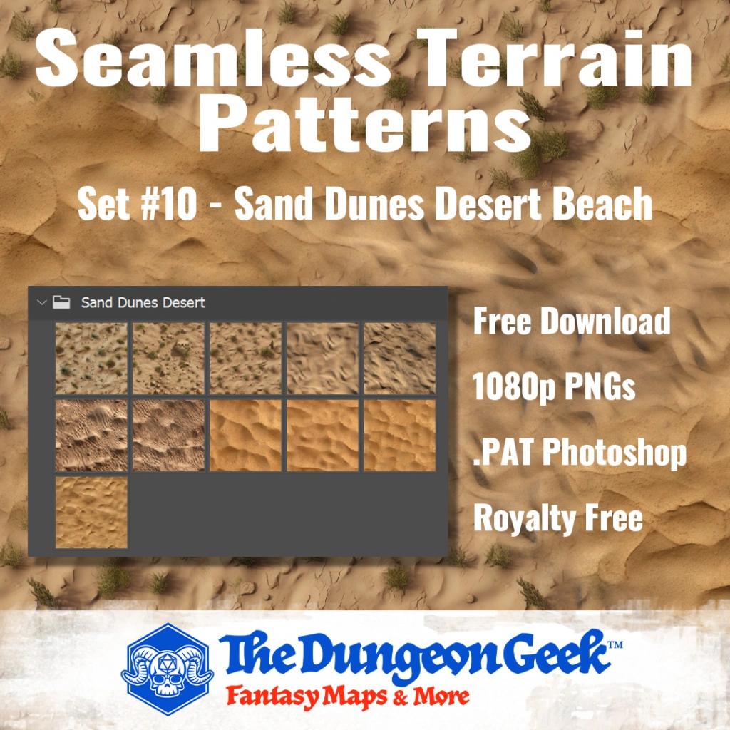 Free RPG Map Assets – Seamless Cartography Textures – Desert & Beach Sand